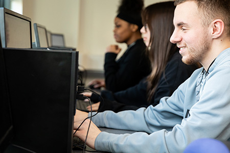 Students working in a classroom