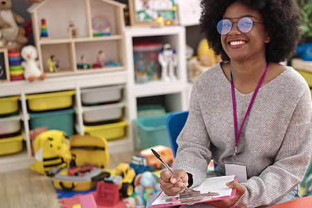 Student working in a nursery